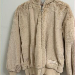 Tan fuzzy jacket Pantone